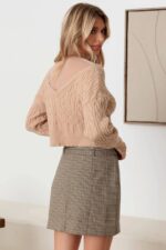 Cable Rhinestone Button-Up Long Sleeve Sweater - Image 14