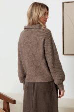 100% Wool Button-Up Neck Pullover Sweater - Image 14