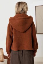Sherpa Button-Up Two Pocket Hooded Pullover Jacket - Image 9