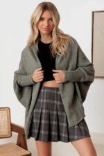 Batwing Sleeve Open Front Sweater Cardigan - Image 7