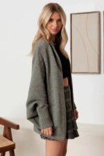 Batwing Sleeve Open Front Sweater Cardigan - Image 9
