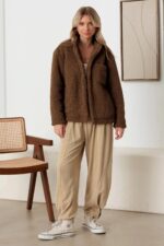 Faux Shearling Long Sleeve Shaggy Jacket - Image 5