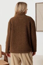 Faux Shearling Long Sleeve Shaggy Jacket - Image 2