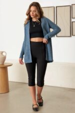 Open Front Cable-Knit Long Sleeve Cardigan - Image 6