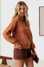 100% Wool Button-Up Neck Pullover Sweater - Image 3
