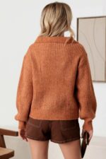 100% Wool Button-Up Neck Pullover Sweater - Image 2