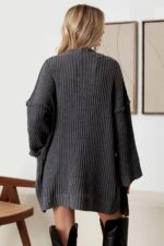 Long Sleeve Two Pocket Open Front Knit Cardigan - Image 19