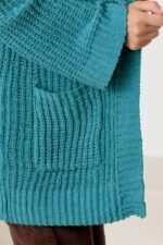 Long Sleeve Two Pocket Open Front Knit Cardigan - Image 5