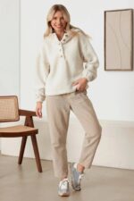 Sherpa Button-Up Two Pocket Hooded Pullover Jacket - Image 17