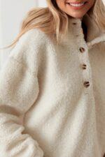 Sherpa Button-Up Two Pocket Hooded Pullover Jacket - Image 14