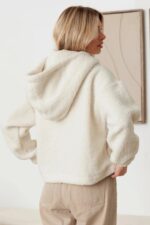 Sherpa Button-Up Two Pocket Hooded Pullover Jacket - Image 13