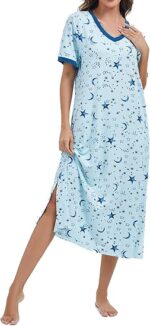100% Cotton Star Print Nightdress with Keyhole Detail - Image 5