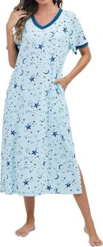 100% Cotton Star Print Nightdress with Keyhole Detail - Image 6