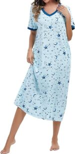 100% Cotton Star Print Nightdress with Keyhole Detail - Image 2