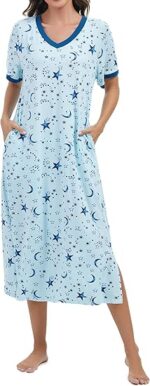 100% Cotton Star Print Nightdress with Keyhole Detail - Image 3