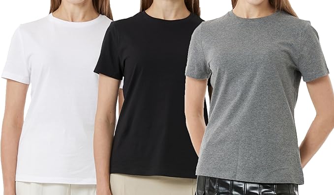 815XQyeB6fL._AC_SX569_ Women's Pima Cotton Crew Neck T-Shirt 3-Pack - Image 1