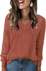 Long Sleeve V-Neck Knitted Tunic - Image 3