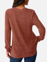 Long Sleeve V-Neck Knitted Tunic - Image 4
