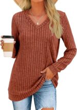 Long Sleeve V-Neck Knitted Tunic - Image 5