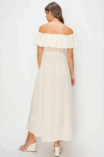 Ruffle Tiered Off Shoulder Side Slit Smocked Midi Dress - Image 2