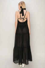 Tiered Semi Sheer Halter Neck Cover Up Maxi Dress - Image 2