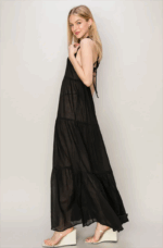 Tiered Semi Sheer Halter Neck Cover Up Maxi Dress - Image 3