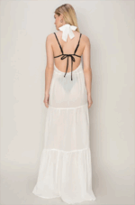 Tiered Semi Sheer Halter Neck Cover Up Maxi Dress - Image 5