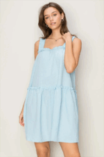Tiered Ruffle Ruched Strap Sleeveless Mini Dress