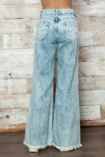 High Waisted Acid Wash Distressed Wide Leg Denim Jeans - Image 6