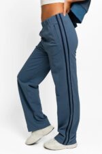 High Waisted Side Stripes Straight Track Sweatpants - Image 2