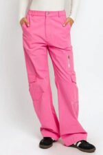 High Waisted Wide Leg Pockets Cargo Pants - Image 3