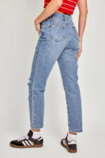 Cotton High Waist Distressed Washed Jeans - Image 2