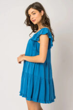 Ruffle Sleeves Square Neckline Tiered Mini Dress - Image 3