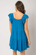 Ruffle Sleeves Square Neckline Tiered Mini Dress - Image 2