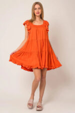Ruffle Sleeves Square Neckline Tiered Mini Dress - Image 10