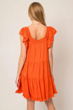 Ruffle Sleeves Square Neckline Tiered Mini Dress - Image 7
