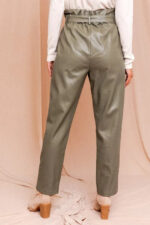 Paperbag High Waist Belted Vegan Trousers - Image 2