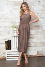 Utility Safari Style Zippered Pockets Drawstring Waist Midi Dress - Image 4