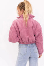 Cropped Corduroy High Collar Puffer Jacket - Image 2