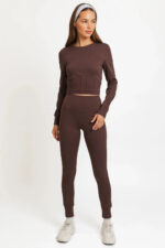 High Waist Banded Cuffs Jogger Pants Leggings - Image 5