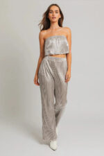 Shimmer Plated Wide Disco Pants - Image 3