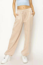 Soft Drawstring Tie Hem Casual Joggers Comfort Athleisure Pants - Image 2