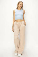 Soft Drawstring Tie Hem Casual Joggers Comfort Athleisure Pants