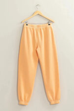 Peach Orange Soft Drawstring Joggers High Waist Comfort Pants
