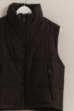 Lightweight Side Drawstring Front Pocket Neutral Puffer Quilted Vest - Image 6