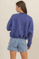 Cozy Washed French Terry Ribbed Collar Zip Up Casual Jacket - Image 2