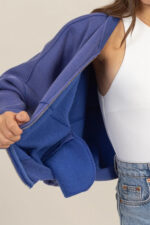 Cozy Washed French Terry Ribbed Collar Zip Up Casual Jacket - Image 4