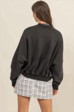 Cozy Washed French Terry Ribbed Collar Zip Up Casual Jacket - Image 6