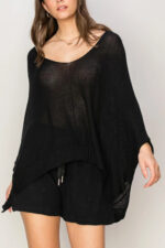 Lightweight Oversized Knit with Dolman Sleeves Relaxed Fit Boutique Fashion Sweater