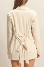 Tie Waist Shawl Collar Single Button Long Sleeve Professional Boutique Fashion Blazer - Image 2